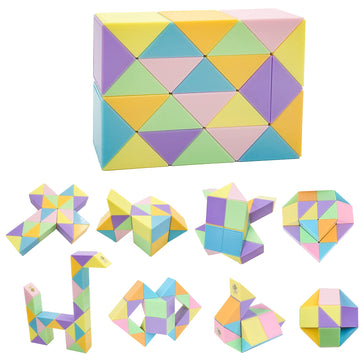 1Pc Snake Fidget Toy Cube Twist Puzzle 24 Wedges, Large Size Macaron Magic Snake Toy Brain Teaser Stocking Stuffers Party Favors