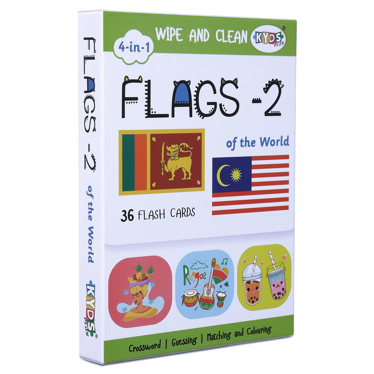 Kyds Play  Flags 2  Wipe And Clean Activity Motor_Skills Flash Cards For Kids