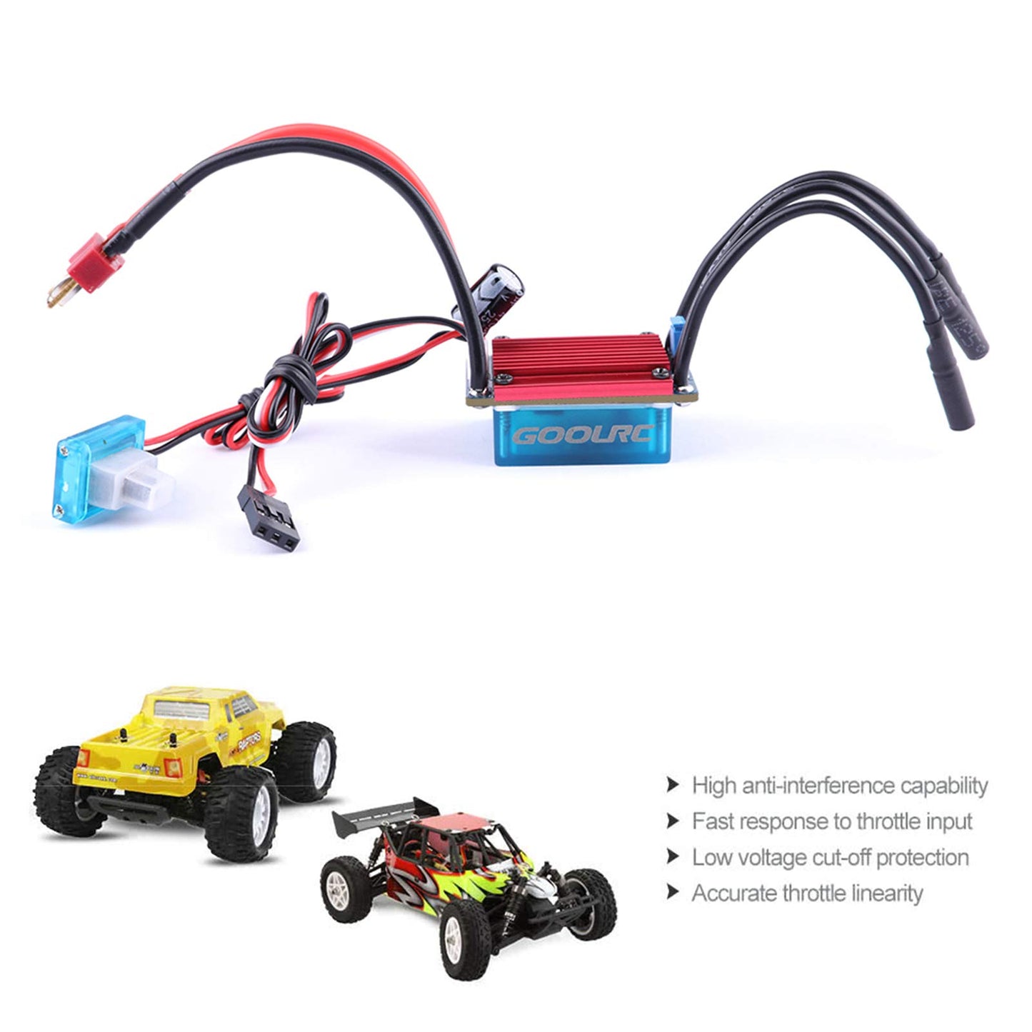 GoolRC S2435 4500KV Brushless Motor S-25A ESC with 2.2kg Metal Gear Servo Upgrade Brushless Combo Set for 1/16 1/18 RC Car Truck