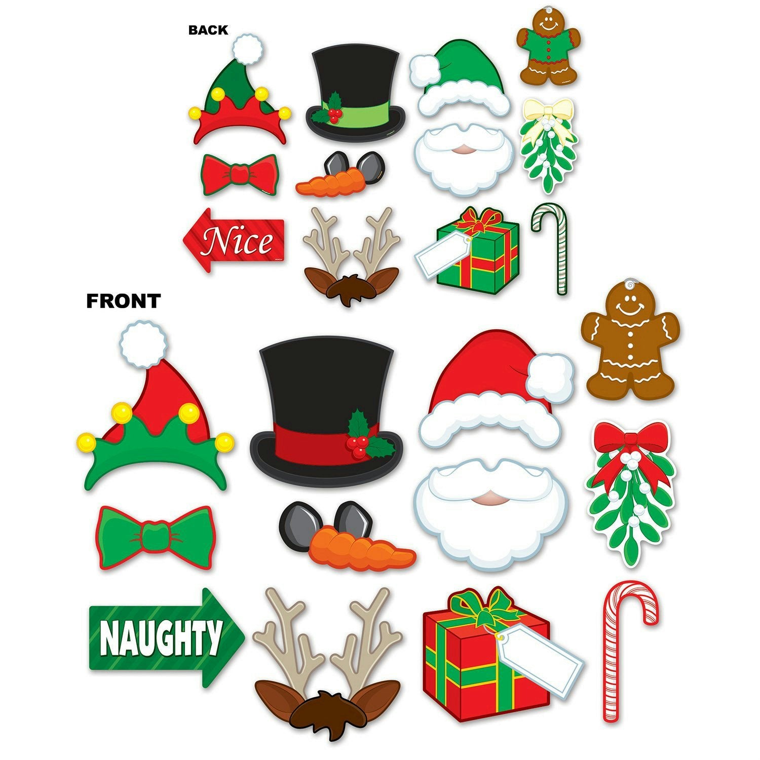 Beistle 20166 Assorted Christmas Themed Photo Booth Fun Signs, Multicolor, 6'' - 9.75'', 12 Ct.