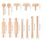 Kisangel 12pcs Wooden Dough Tools Clay Pattern Rolling Pin Set Dough Molding Shaping Tool for Toddler Kids Art Craft Activity Su