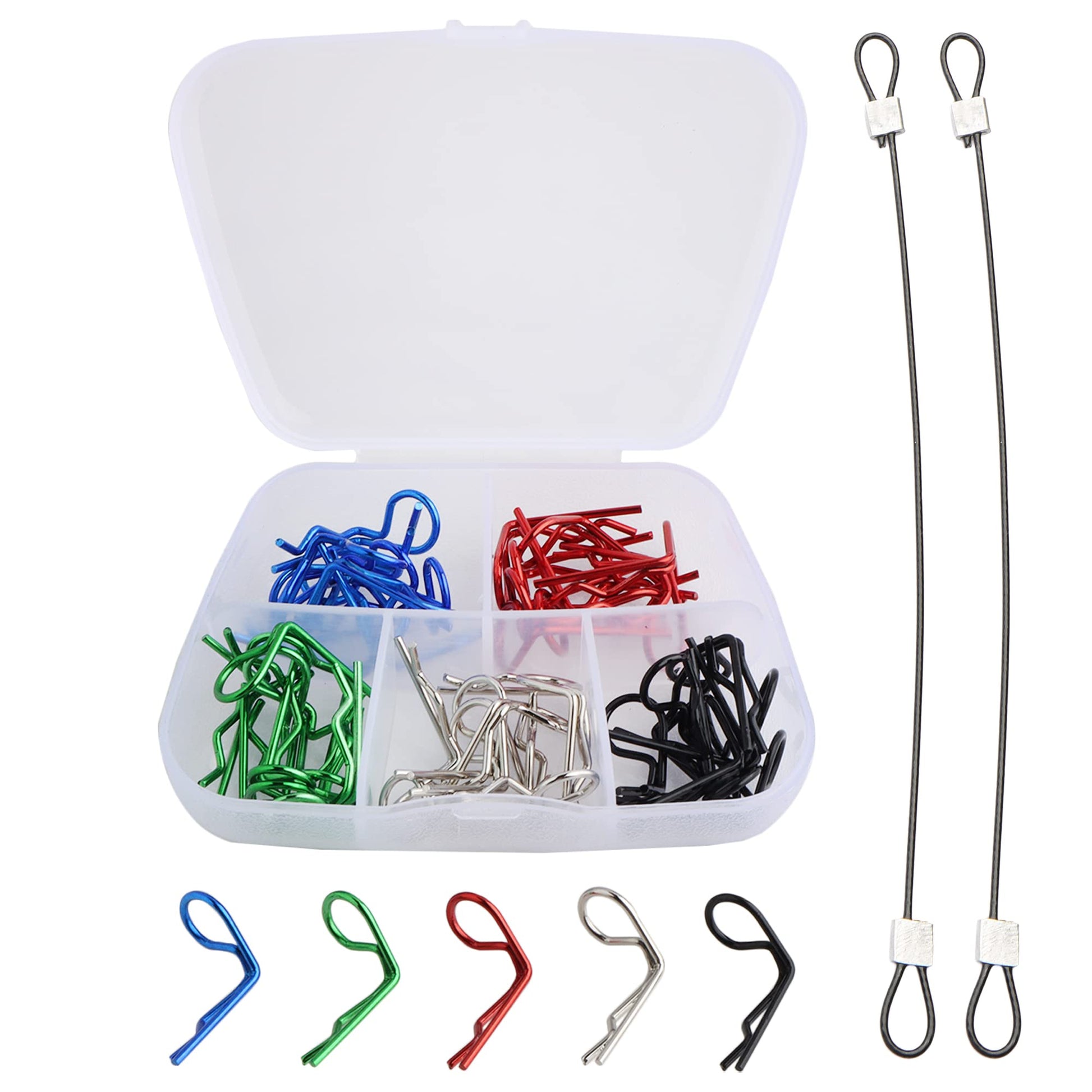 GDOOL 50 Pieces 90-Degree Angle Body Clips Bent Springy Pins & RC Car Clip Pin Steel Wires for 1/8 1/10 1/12 Scale RC Model Cars