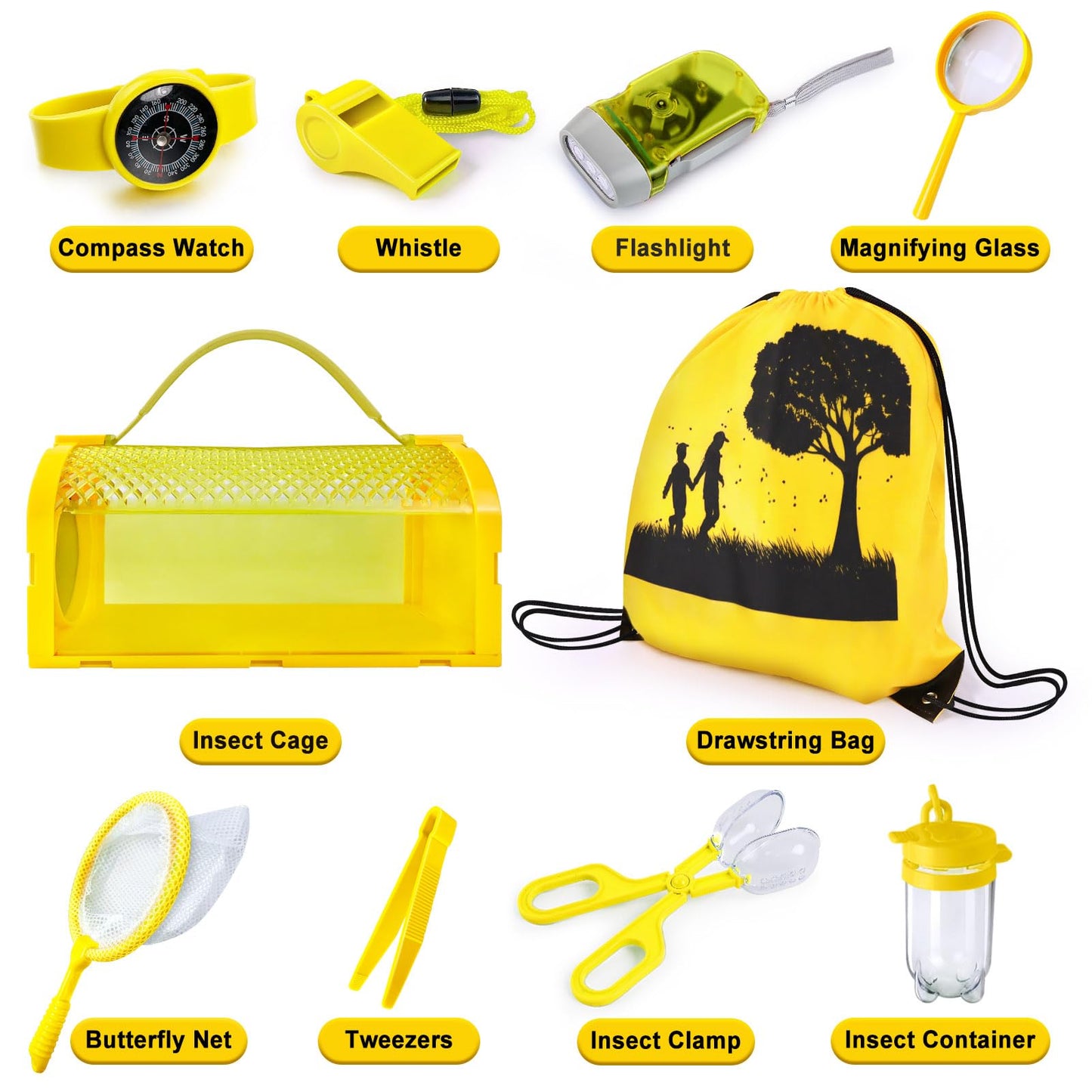 Yopinsand Bug Catcher Kit & Outdoor Explorer Kit For Kids, 10 Pcs Bug Catching Kit With Toy Cage, Backpack, Flashlight, Manifyin