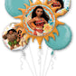 Anagram Moana Balloon Bouquet, includes 5 Foil Balloons, Licensed, Blue/Orange
