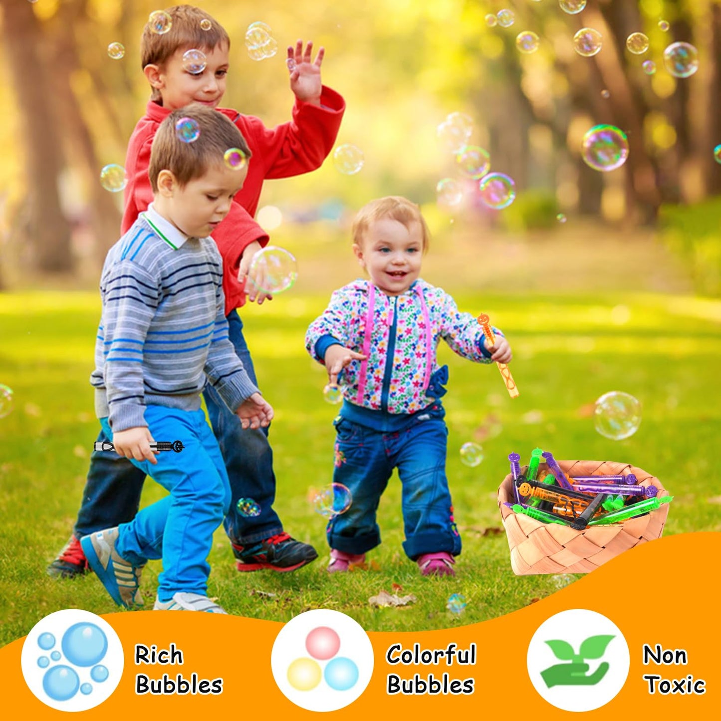 SULOLI 36 Pcs Halloween Bubble Wands, Halloween Pumpkin Mini Bubbles Bulk Toys Party Favors Treat Bag Stuffers Goody Bag Filler