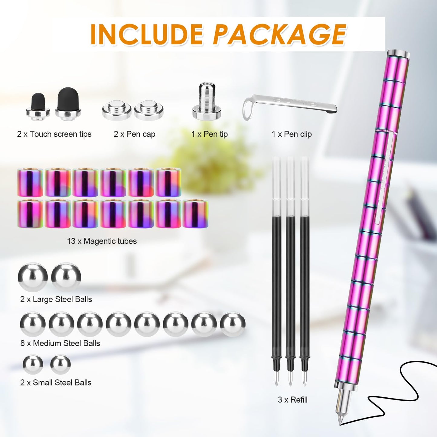 Machohome Fidget Pen Gifts Magnetic Pen Fidget Toys For Adults Teenage Girls Boys Adults,Toy Pen Decompression Toy Magnet Pen,Multifunctional Deformable Magnet Writing Pen(Colorful)