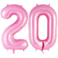 Pink Number 20 Balloon, 40 Inch Big Large Foil Helium Number Balloons, Giant Mylar Number 20 Balloons For 20 Year Old Birthday P
