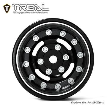 TREAL 1.0 Beadlock Wheels Deep Dish Rims (4P) for SCX24 AX24 FCX24 TRX4M 1/24 1/18 Crawler Car-Type F(Blue)