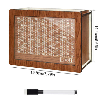 Kendyy Wooden Piggy Bank For Adults, Countdown Cash Vault With Money Target And Numbers, Cash Savings Challenge Box For Kids, Retro Cash Saver Money Box For Boys & Girls (Brown Moon, $10000)