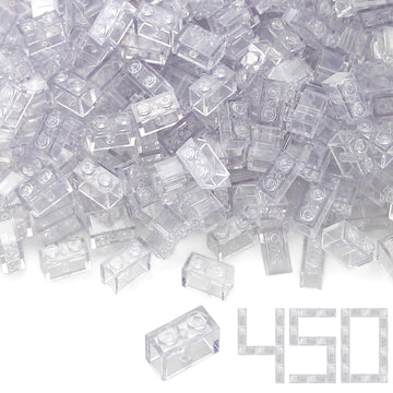 Feleph 1X2 Bricks Bulk 450 Pieces Clear Classic Basic Parts Building Creative Play Set Blocks Toy Accessories Compatible With 30