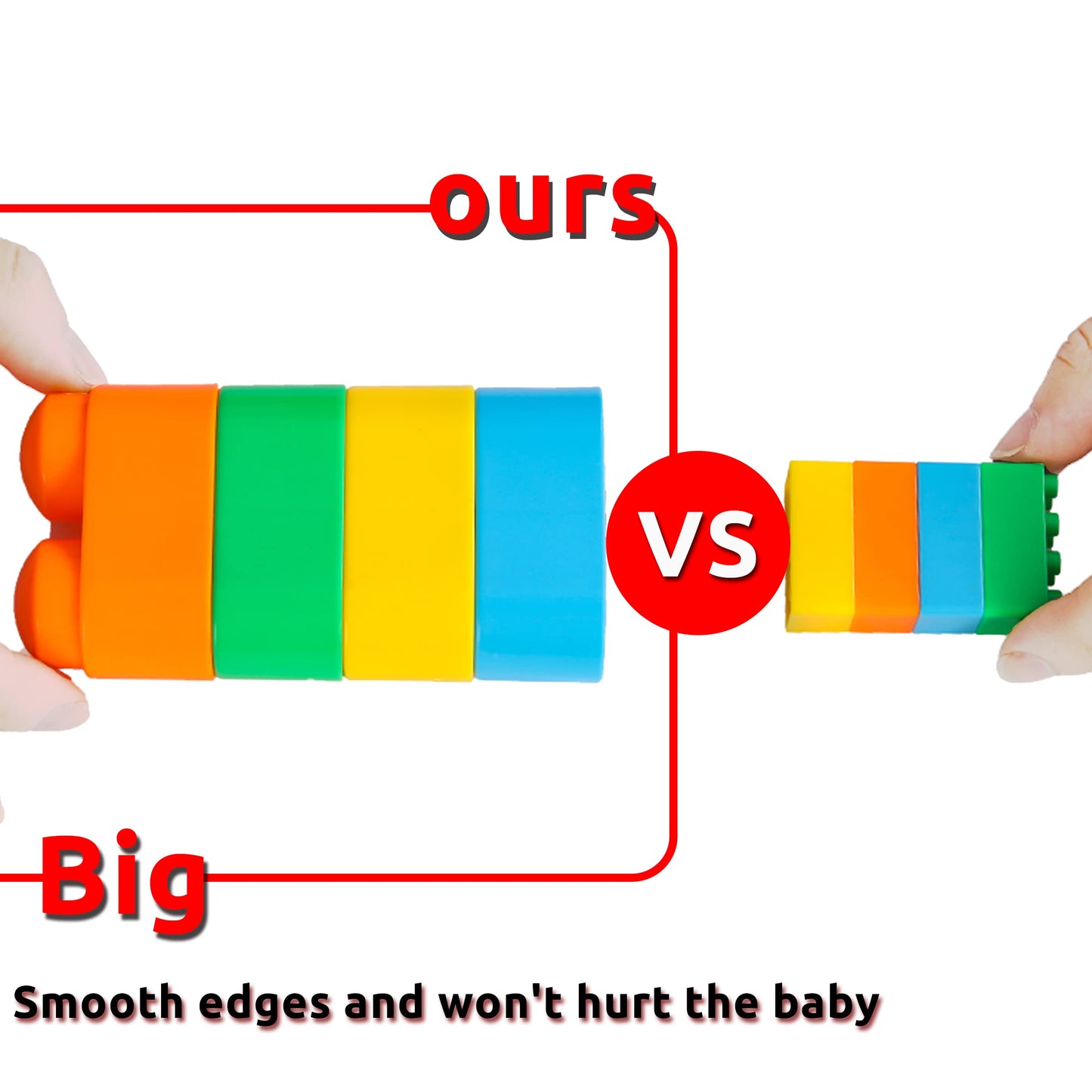 RAINBOW TOYFROG Building Blocks Toys for Toddlers-Educational Development STEM Toys-Safe Skill Building Toys for Boys&Girls - Set of 74pcs with Alphabet &Umber Stickers - Included Storage Bag