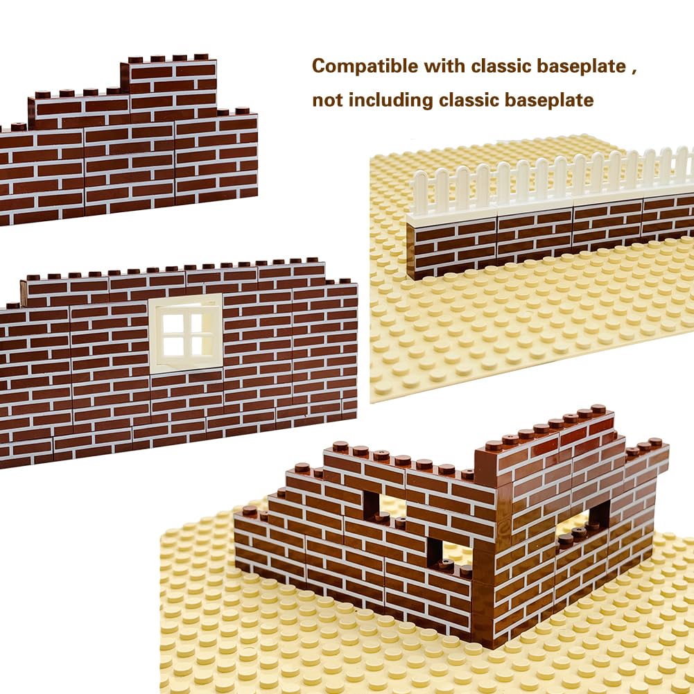 MIUTRUE 100Pcs Classic Wall Building Bricks 1x4 Masonry Profile Bricks Blocks Parts and Pieces Compatible with Major Brands Construction Toys for Kids 6yrs+ (100Pcs Brown)
