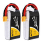TATTU 650mAh 4S1P 75C 14.8V Lipo Battery with XT30 Plug(2 Pcs)