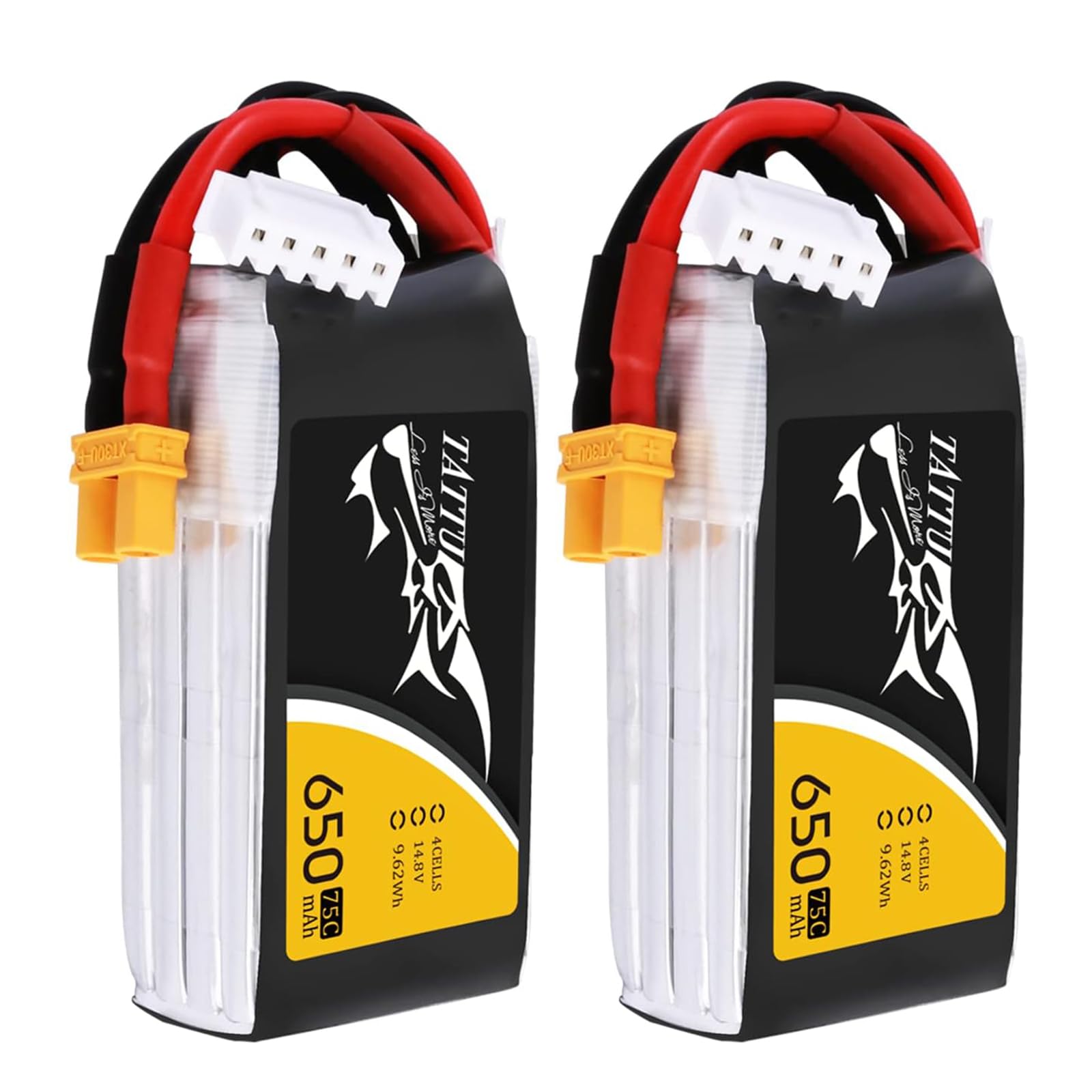TATTU 650mAh 4S1P 75C 14.8V Lipo Battery with XT30 Plug(2 Pcs)