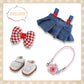 RDJOIMBX 17cm Doll Clothes Set - Denim Skirt  Donut  Headwear & Shoes  Cute Outfit Accessories for 6.7inch Fashion Dolls(Style 10)