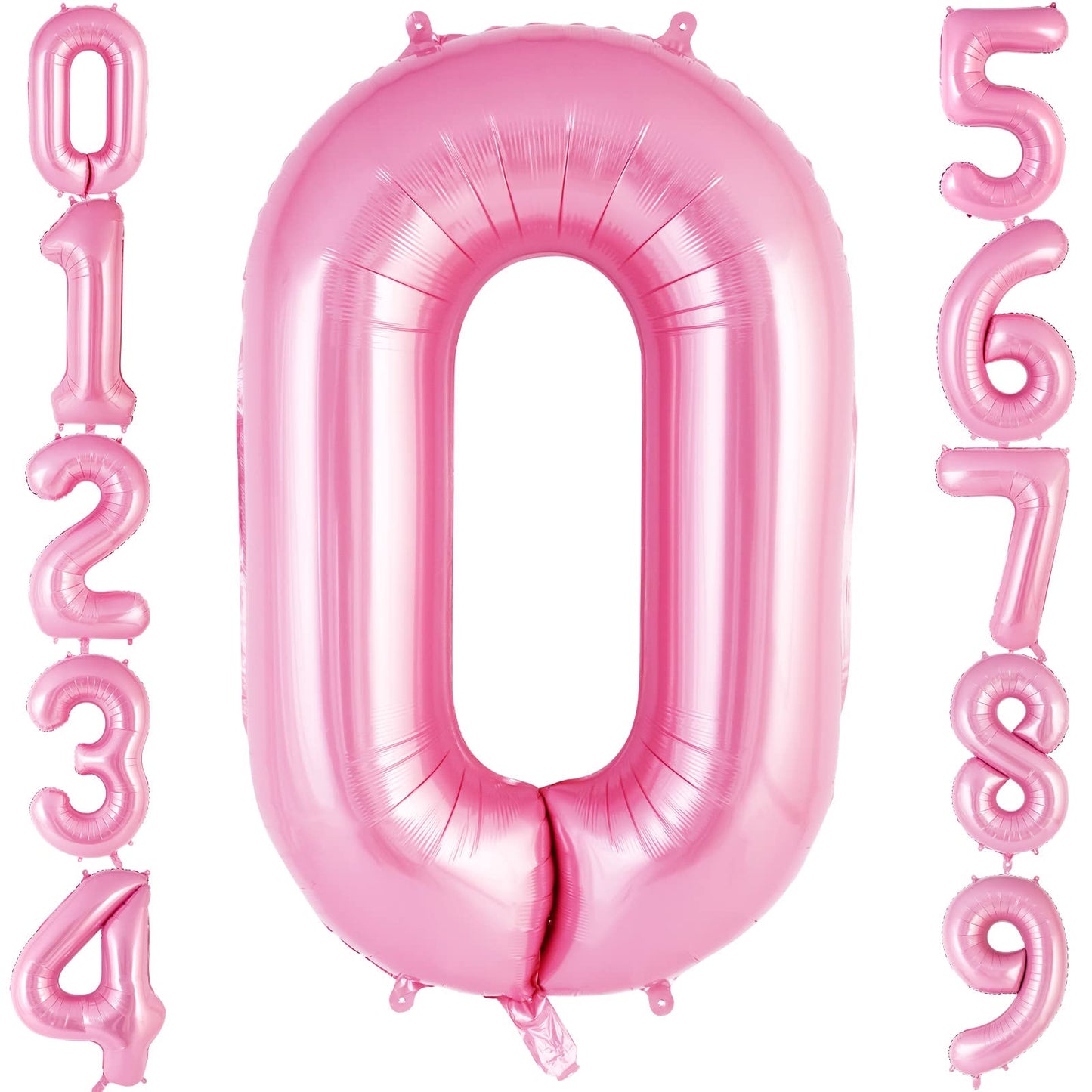 Pink Number 0 Balloon 40 Inch, Big Large Foil Helium Number Balloons, Jumbo Giant Mylar Number 0 Balloons For Birthday Party Dec
