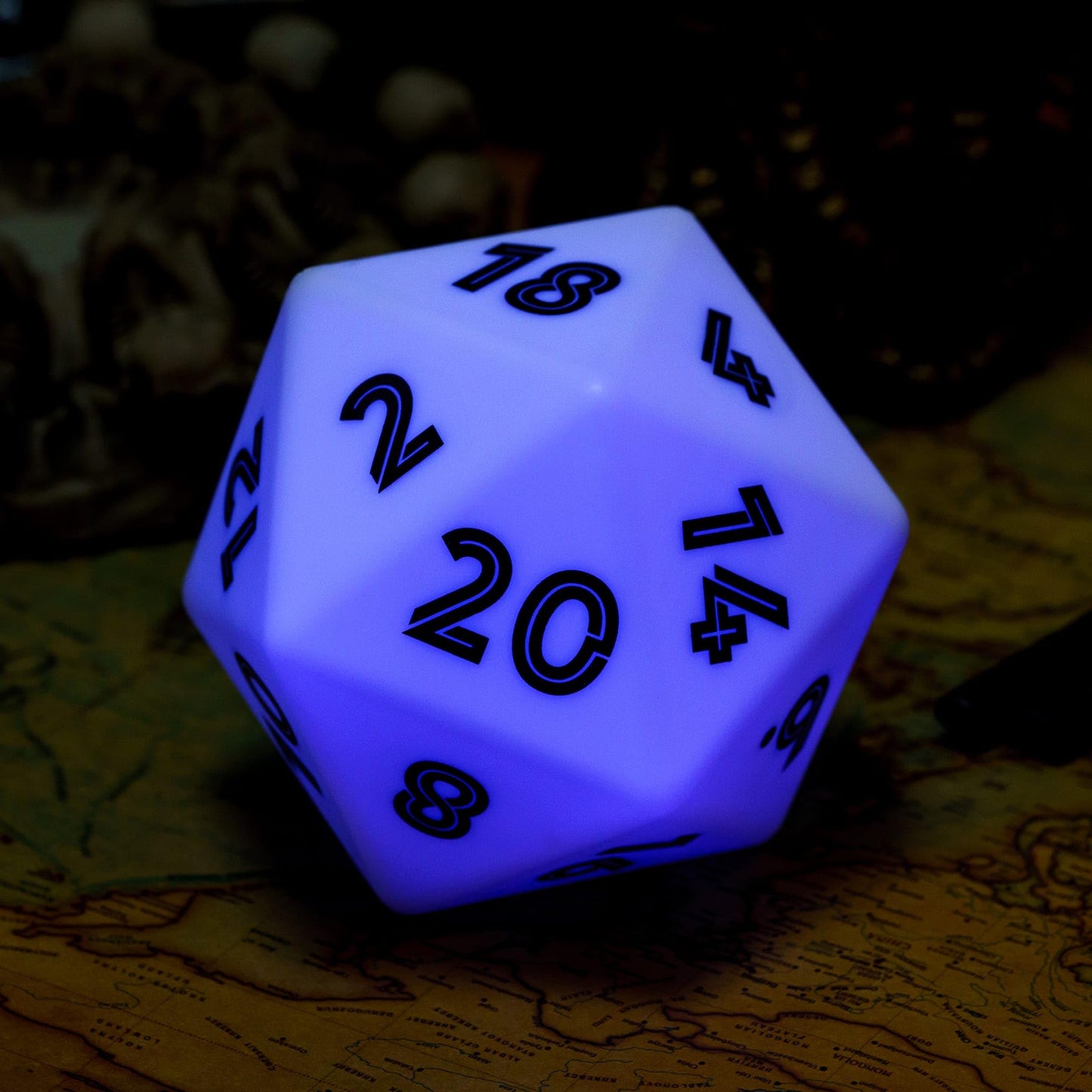 KSNDie Large D20 LED Dice, 86mm White DND Dice, 20 Sided Dice Color Changing Light Polyhedral Dice D&D for MTG Dungeons and Drag
