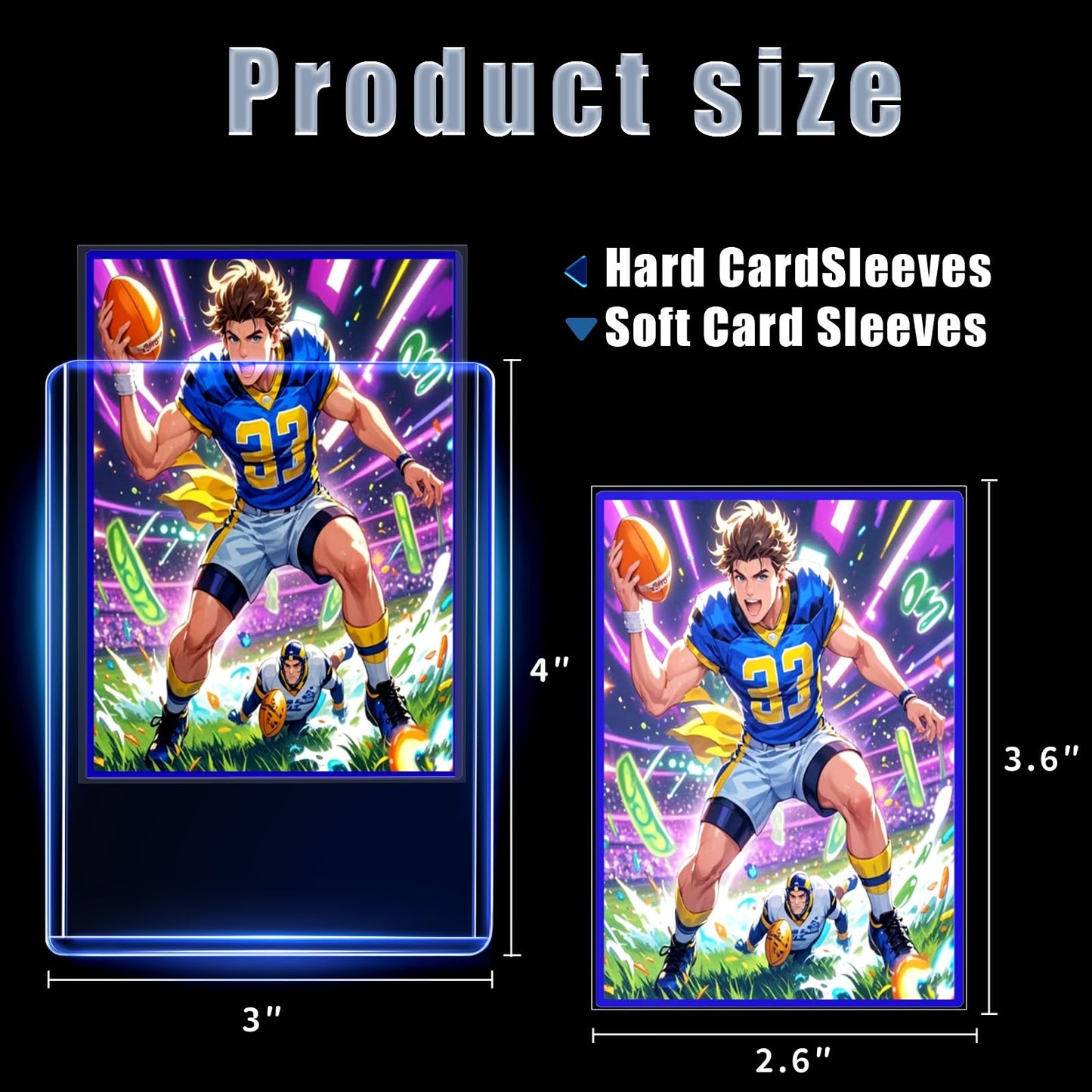 TRUGQ 400 Card Sleeves Toploads for Cards 3 x 4 Baseball Card Protectors enhanced Standard Size Trading Hard Plastic Card Holder for Sports Football Cards(200 Hard Protectors +200 Soft Sleeves)