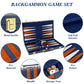 Reriver Backgammon Set 2 Players Classic Backgammon Sets For Adults Board Game With Pu Leather Case Portable And Travel Backgammon Set (Navy, 18Inch)