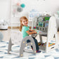 Costzon Kids Art Easel With Stool, 3 In 1 Double-Sided Children Magnetic Dry Erase Board & Book Rack With Foldable Desktop, Adjustable Toddler Table And Chair Set With Magnets (Gray)
