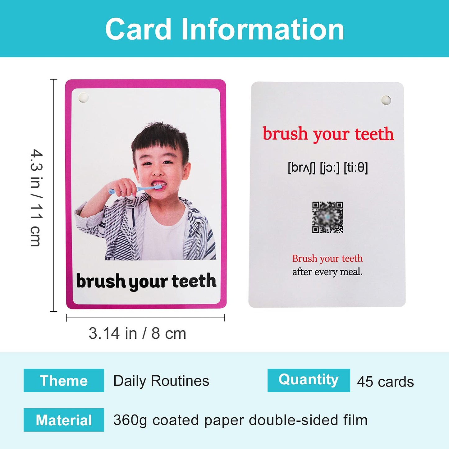 Lilias Daily Routines Flash Cards, Toddler Learning Toys, Preschool Learning Toys, Homeschool Supplies, Learning Supplies For Kindergarten, 4.3 X 3.14 Inch, 45 Cards In Set