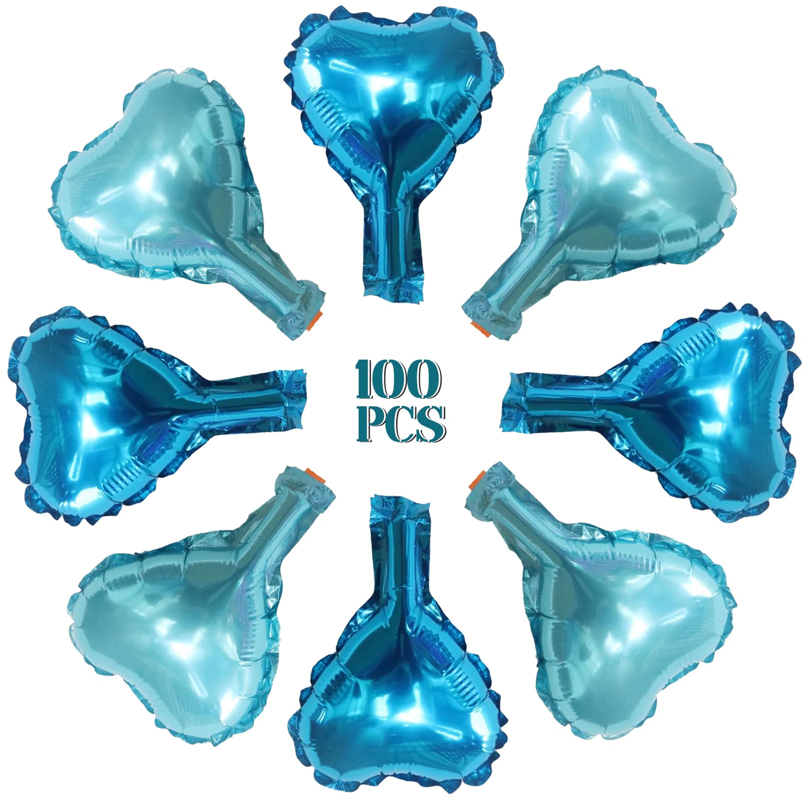 100 Pcs 5In Heart Shaped Balloons Blue Foil Mylar Balloons Foil Balloon Decoration For Women Girls Valentine'S Day Birthday Wedd