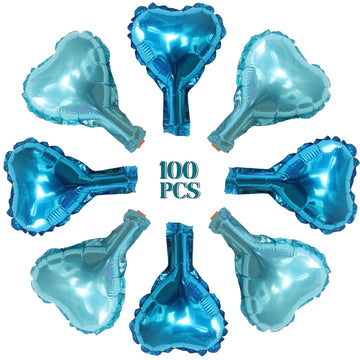 100 Pcs 5In Heart Shaped Balloons Blue Foil Mylar Balloons Foil Balloon Decoration For Women Girls Valentine'S Day Birthday Wedd