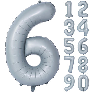 40 In Matte Gray Number Balloons Helium Foil Mylar Balloon Birthday Party Banquet Decoration 6