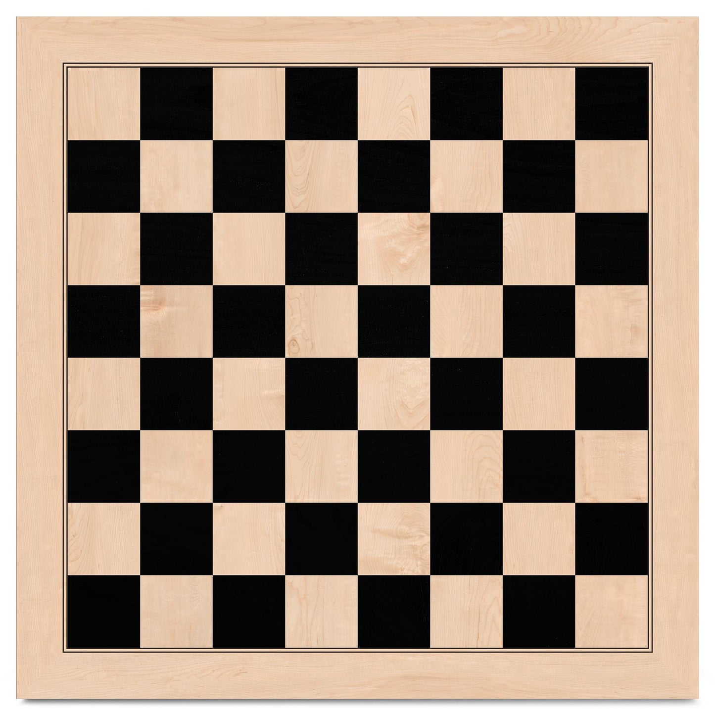A&A 17.25'' Professional Wooden Chess Board with Storage Bag/Ebony Wood & Maple Inlay / 1.75'' Squares w/o Notation