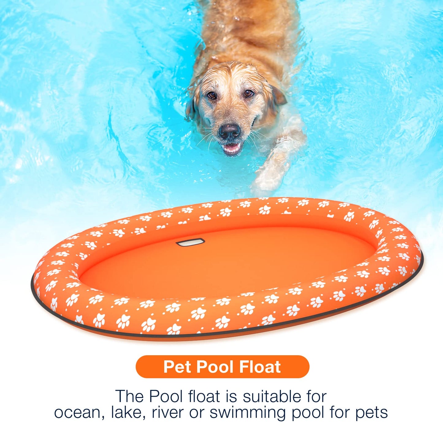 Pet Soft Dog Float Raft - Inflatable Dog Swimming Float For Summer (Orange)