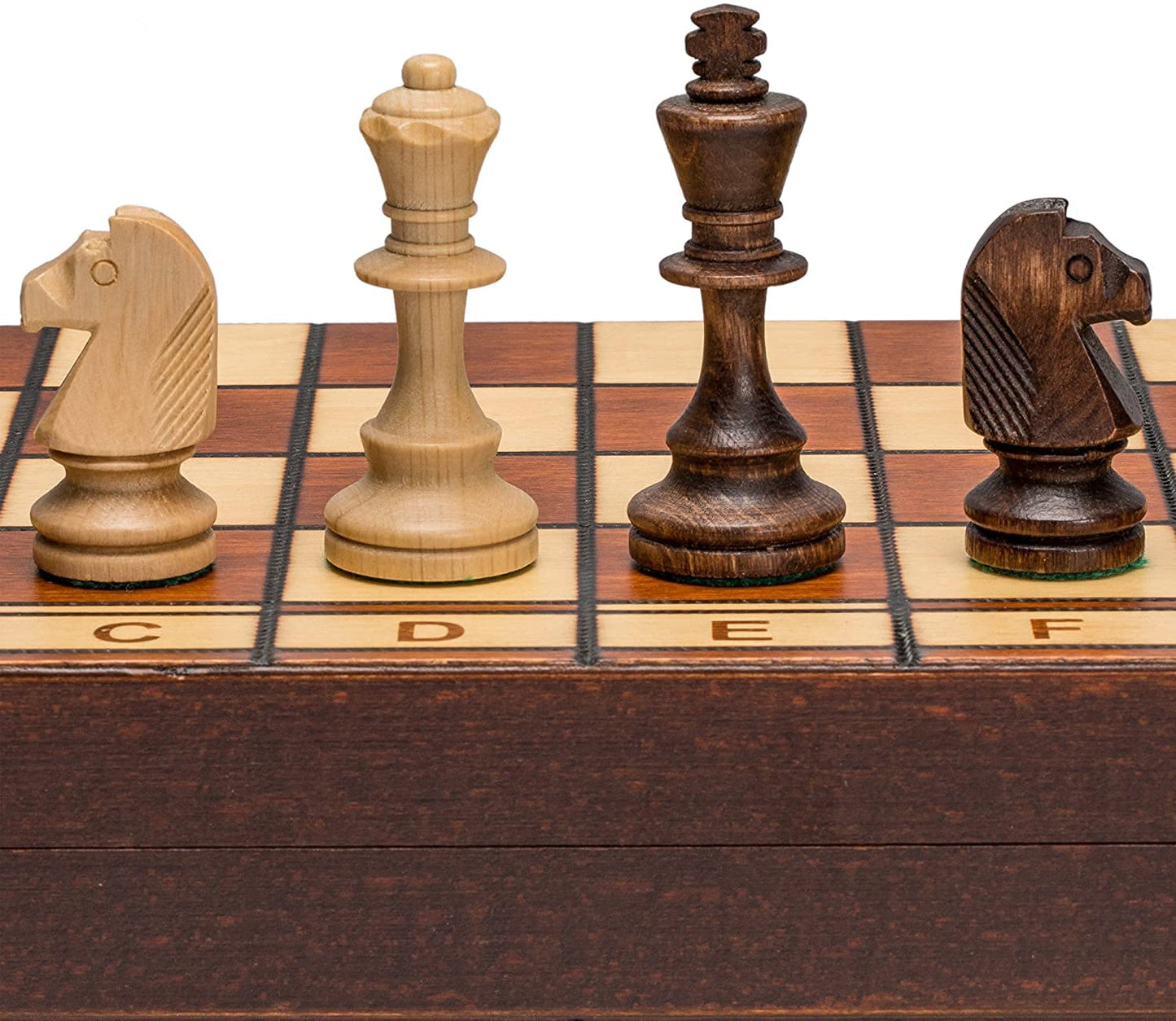 Wegiel Handmade Jowisz Professional Tournament Chess Set - Wooden 16 Inch Folding Board With Felt Base & Hand Carved Chess Pieces - Compartment Inside The Board To Store Each Piece