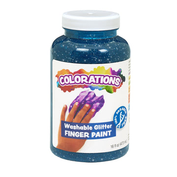 Colorations® Turquoise Washable Glitter Finger Paint, 16Oz, Paint, Washable Paint, Finger Paint, Kids Paint, Washable Paint For Kids, Finger Paints For Toddlers Non-Toxic, Tempera Paint, Toddler Paint