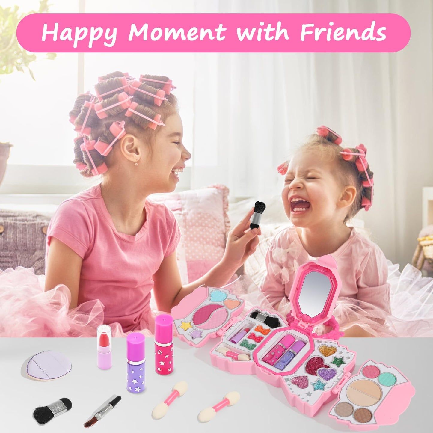 Topsolid Kids Makeup Kit for Girl, Real Washable Makeup for Kid with Mirror, Kids Makeup Sets for Girls 5-8, Princess Toys Cosme