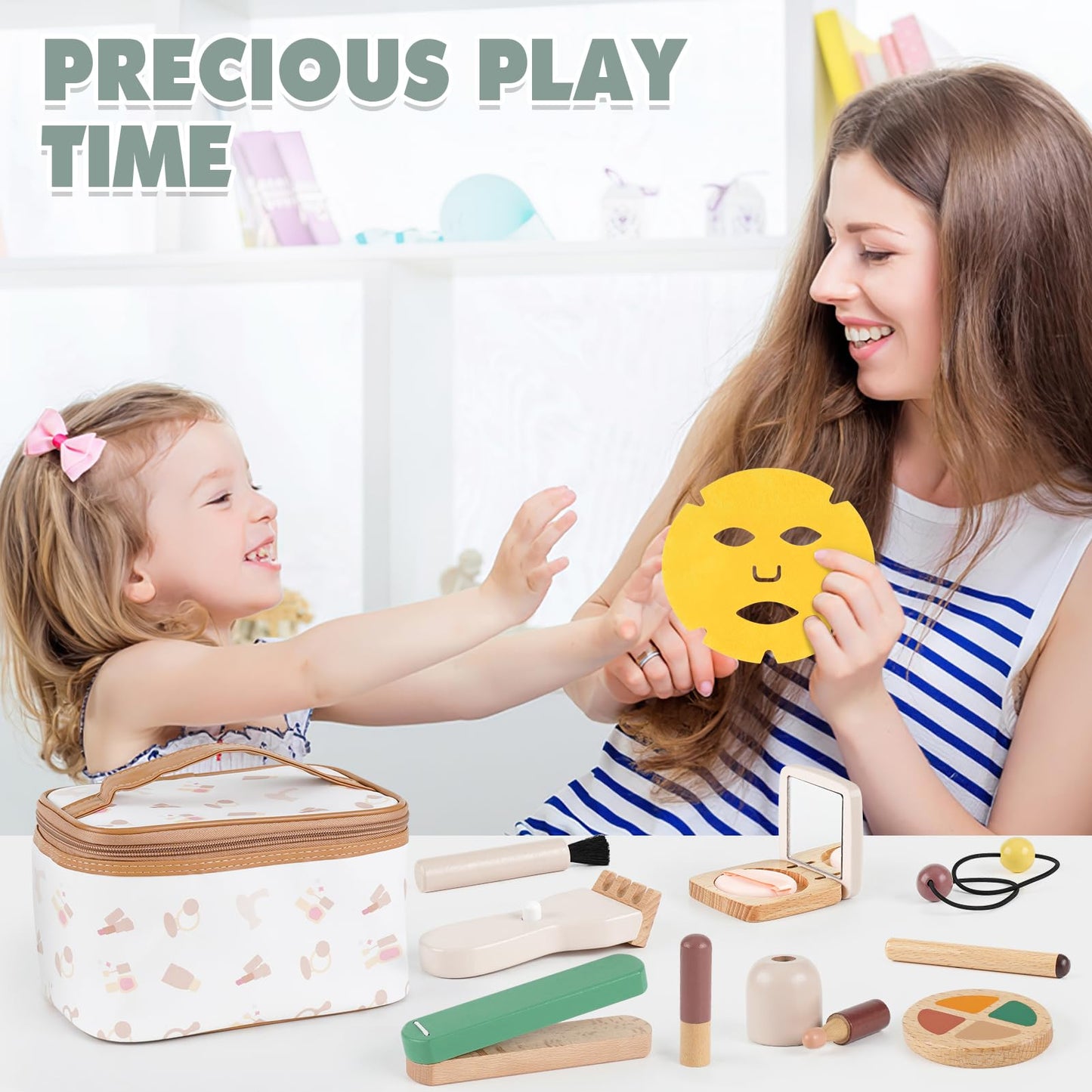 Makeup Kit Toys for 2 Year Old Girls Gifts - Wooden Makeup Toy Set Pretend Play for Toddler 2-4 - Montessori Toys for 2 3 Year O