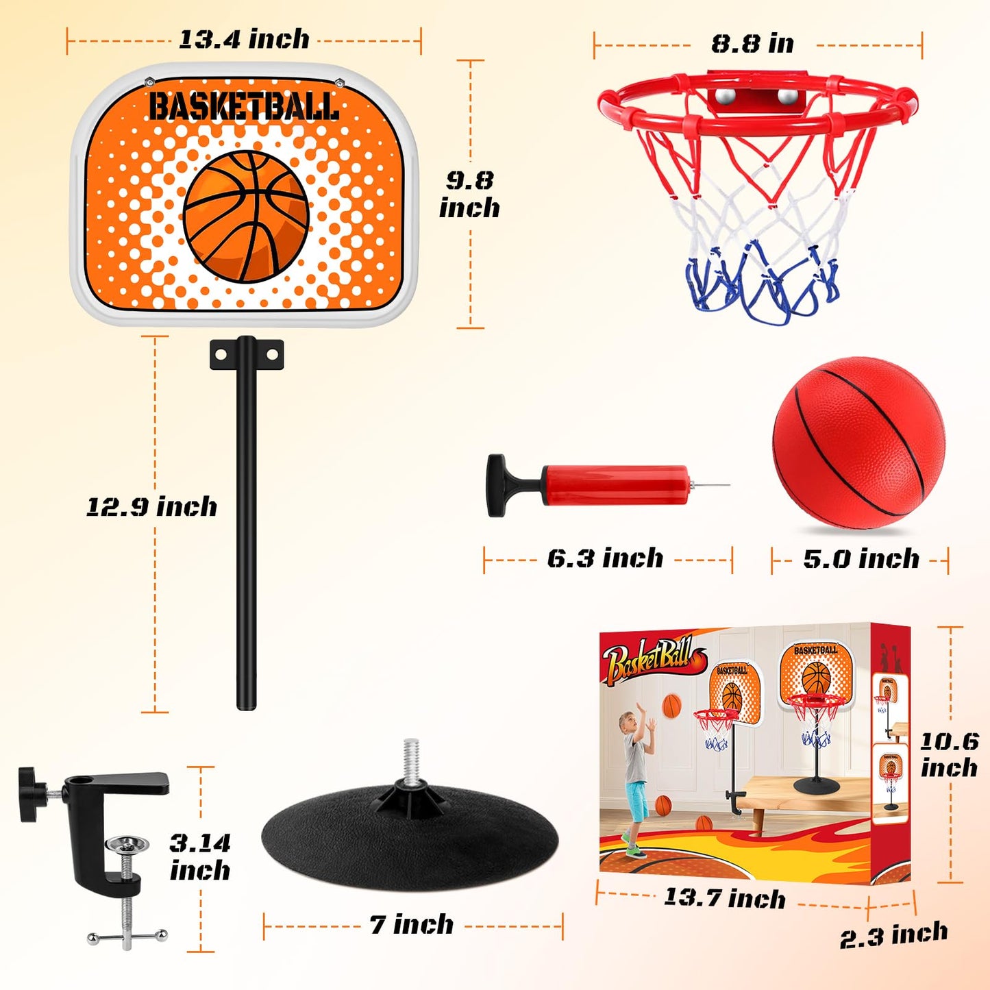 2 in 1 Mini Tabletop Basketball Hoop Indoor Desktop Basketball Hoop Set with Clips and Suction Cup with Two Balls  Portable Mini Hoops for Desk Table Office Bedroom Basketball Toys for Kids and mature-themed