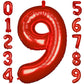 Paticool 40 Inch Red Number Balloon 9, Large Number Foil Balloons Mylar For Girl Boy Birthday Party Celebration Decorations Supp