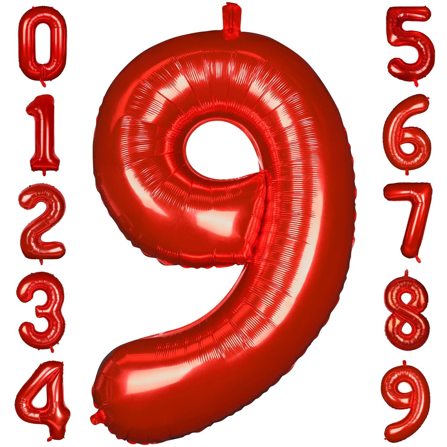 Paticool 40 Inch Red Number Balloon 9, Large Number Foil Balloons Mylar For Girl Boy Birthday Party Celebration Decorations Supp