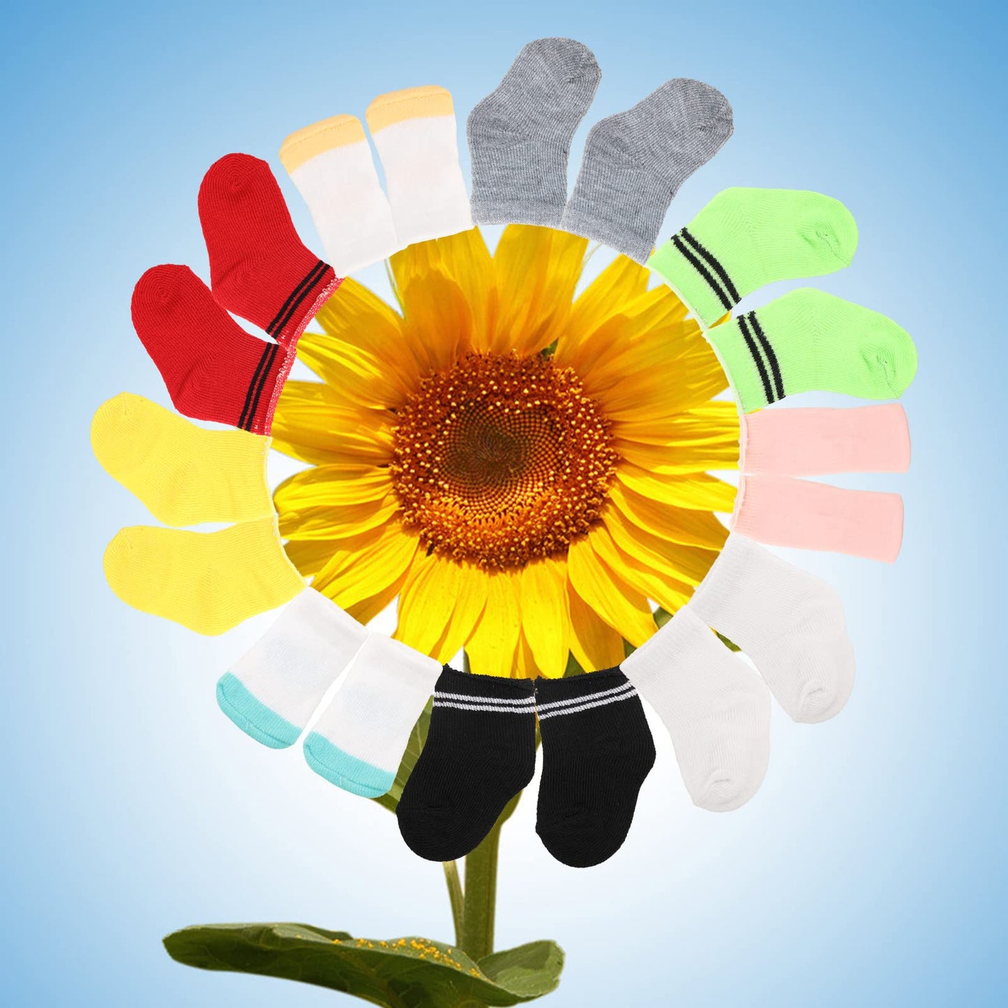 Miunana 5 Pairs Doll Socks For 18 Inch Girl Doll,Include 2 Pairs Striped Socks And 2 Two-Tone Socks And 1 Pairs Solid Color Socks Have 9 Colors Send By Random For Baby Doll
