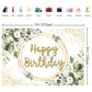 Green Happy Birthday Backdrop Greenery Succulent and Gold Eucalyptus Green Leaves Photography Background Jungle Boys Girl Women