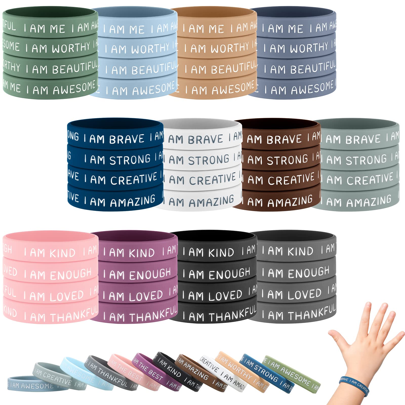 Sratte 48 Pcs Inspirational Silicone Wristbands Rubber Stretch Unisex Easter Bracelets End Of School Year Gift For Student(Vibra