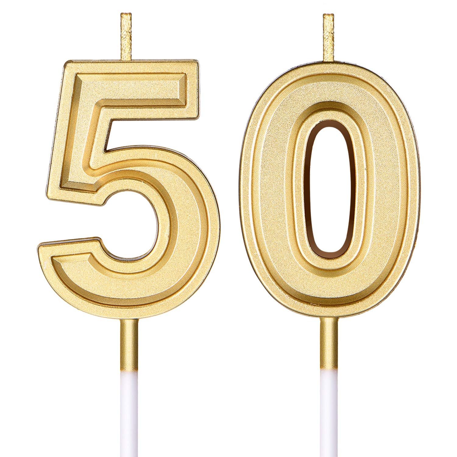 Frienda 50th Birthday Candles Cake Numeral Candles Happy Birthday Cake Candles Topper Decoration for Birthday Wedding Anniversar