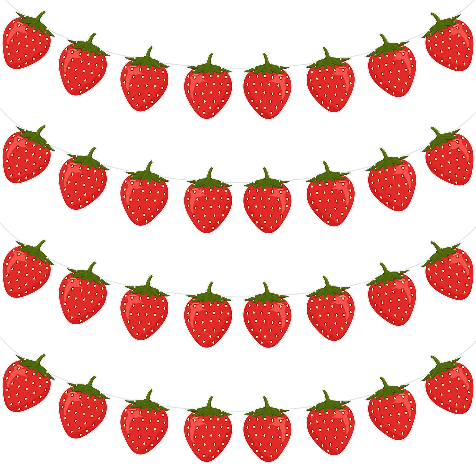 Lewtemi 4 Pcs Berry First Birthday Decor Strawberry Baby Shower Decorations Strawberry Hanging Banner Berry Garland For Strawberry Themed Party Favors Supplies(Red)