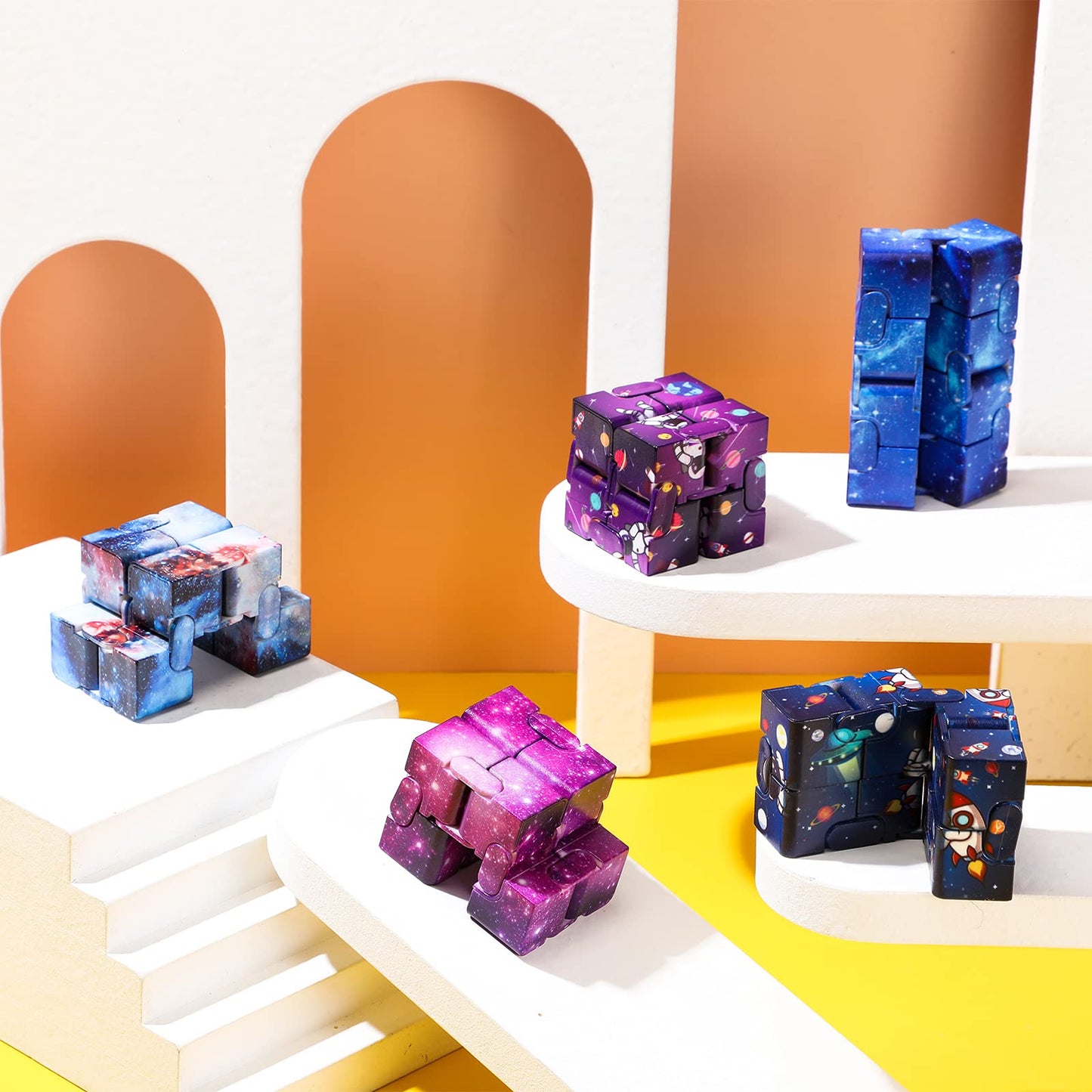 Galaxy Infinity Space Astronaut Infinity Toy Stress and Anxiety Relief Cool Hand Mini Kill Time Cube Toys for ADHD Teens mature-themeds  5 Styles (Graceful Style  20 Pieces)