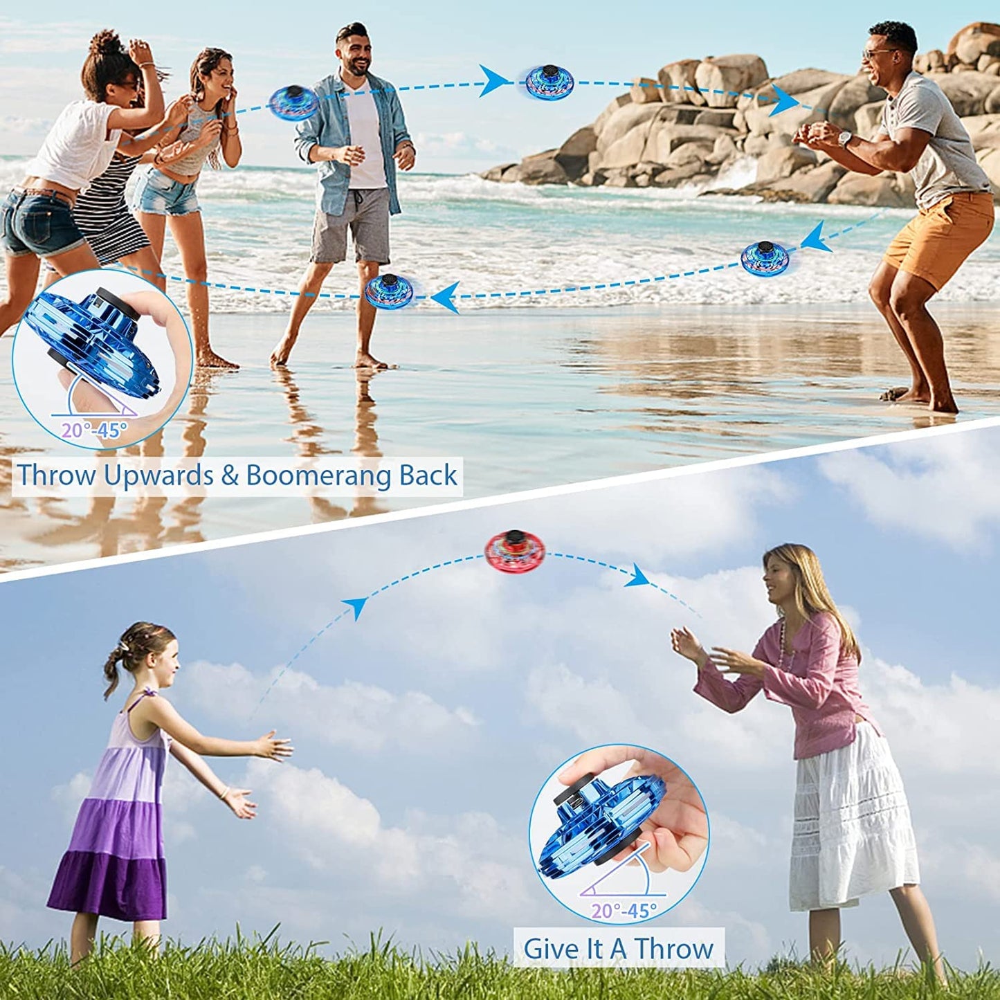 Flying Spinner Mini Ufo Drone, Ifly Spinner Fly Ufo Flying Fidget Spinner, Ifly Hand Controlled Boomerang Drone Cool Stuff Toys