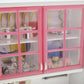 PowerTRC Doll Kitchen Play Set, Mini Modern Toy Pink Kitchen Pretend Play Furnitures Toy Set Accessories Set with Realistic Ligh