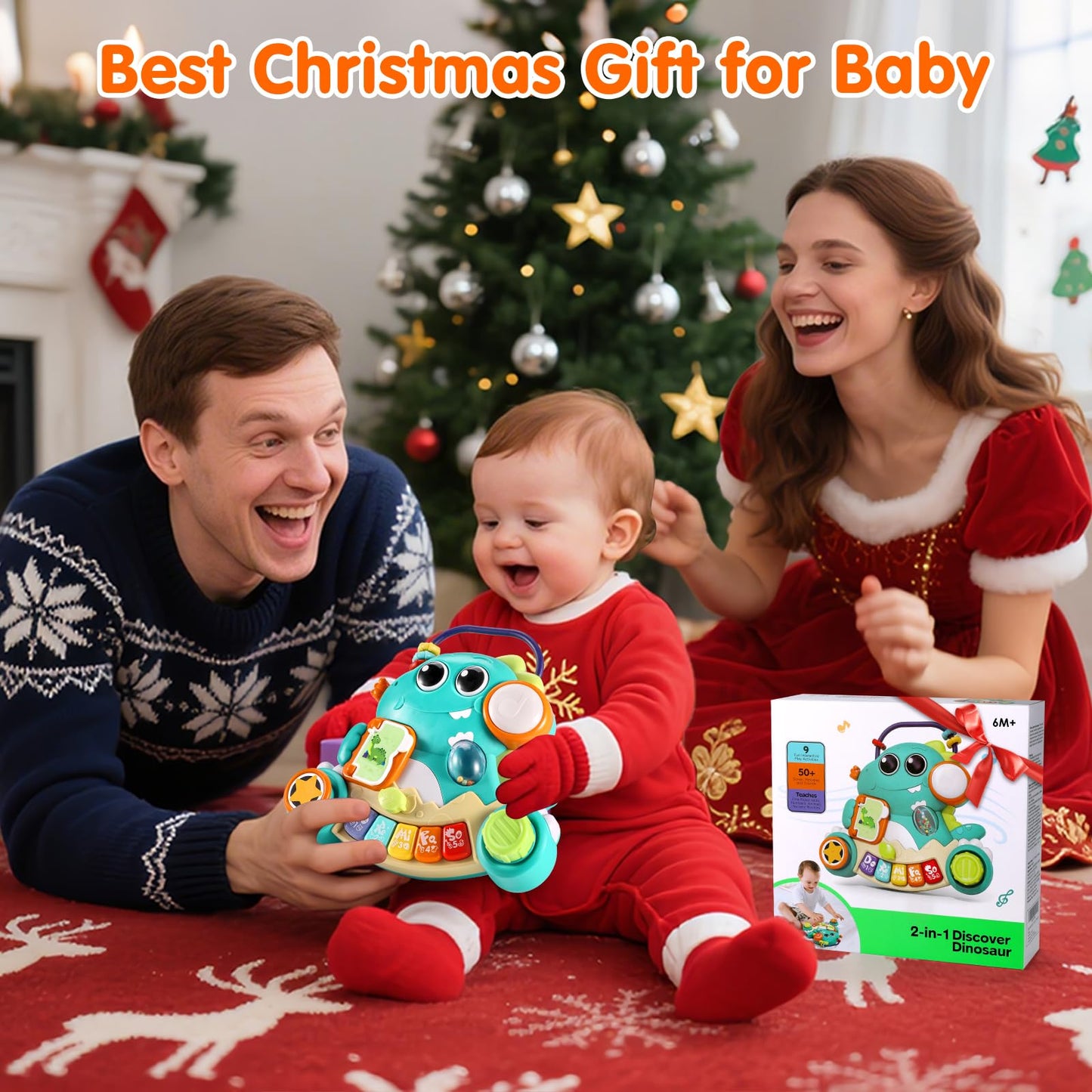 ITSFORU Baby Piano Toy - Dinosaur Music Light Up for 6-12 Months - Green - Model HA8976 - Educational Keyboard for Infants and Toddlers