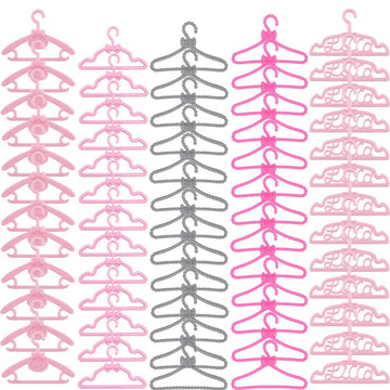 E-Ting 60 Pcs Mini Doll Clothes Hangers Plastic Mixed Little Hangers Doll Clothes Accessories For 11.5 Inch Doll Clothes Gown Dress Outfit