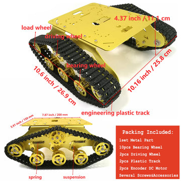 Swaytail Professional Ts300 Shock Absorption Robot Tank Chassis With Suspension Supporting Holder For Arduino Raspberry Pie, Rc