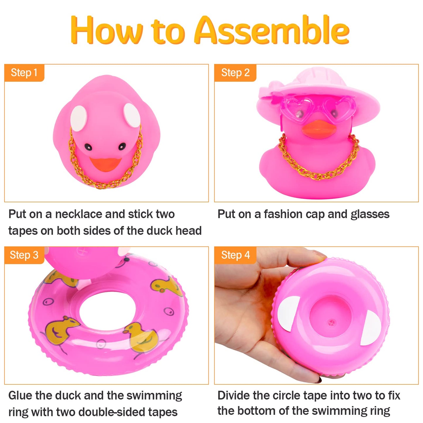 wonuu Car Accessories Rubber Ducks Dashboard Decorations Rubber Duck Pink Accessories Dashboard Duck Car Decorations Car Ducks f