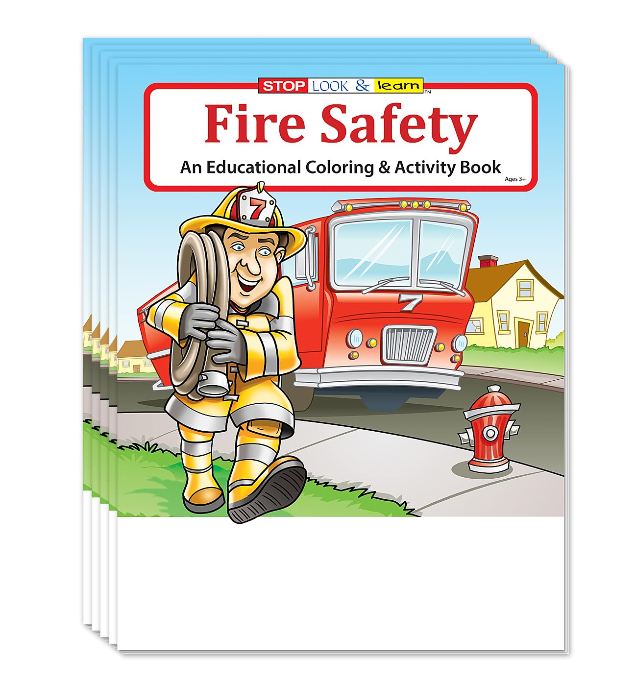 ZOCO - Fire Safety for Kids - Firefighter Coloring Books (50 Bulk Pack, Without Crayons) - Fire Prevention Week Items - Birthday
